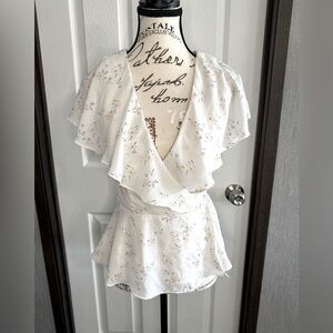 June & Hudson White Floral Blouse